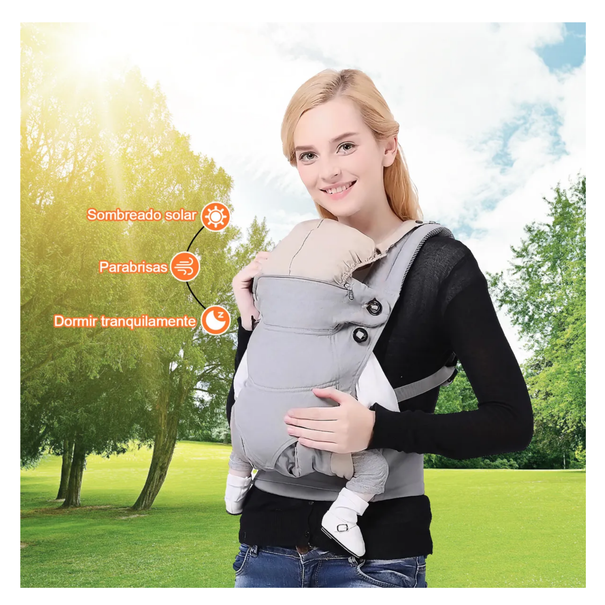 Foto 6 pulgar | Cangurera Bebe Mochila Portabebés Canguros Ergonómica Belug, Gris