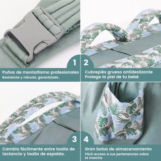 Foto 5 | Mochila Portabebés Belug Ergonómica Ideal Para Amamantar 0-36meses Verde