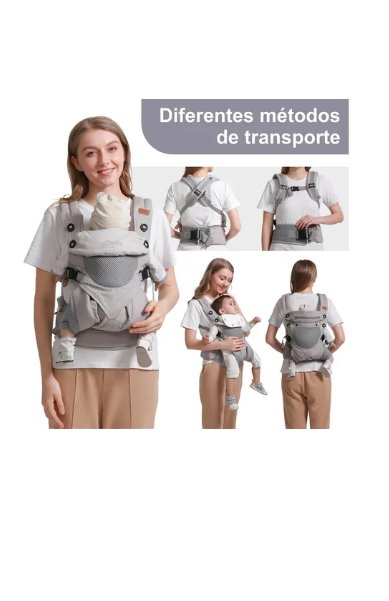 Foto 3 pulgar | Mochila Portabebes Canguros Ergonomica Asient Color Gris
