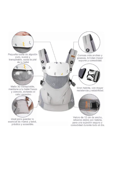 Foto 4 pulgar | Mochila Portabebes Canguros Ergonomica Asient Color Gris