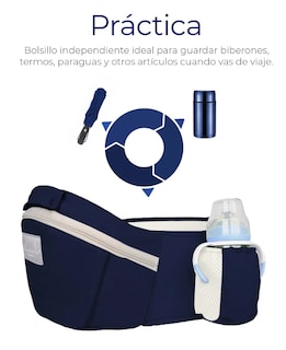 Foto 4 | Cangurera Portabebé Mochila Multifuncional Con Asiento Bebé Color Azul