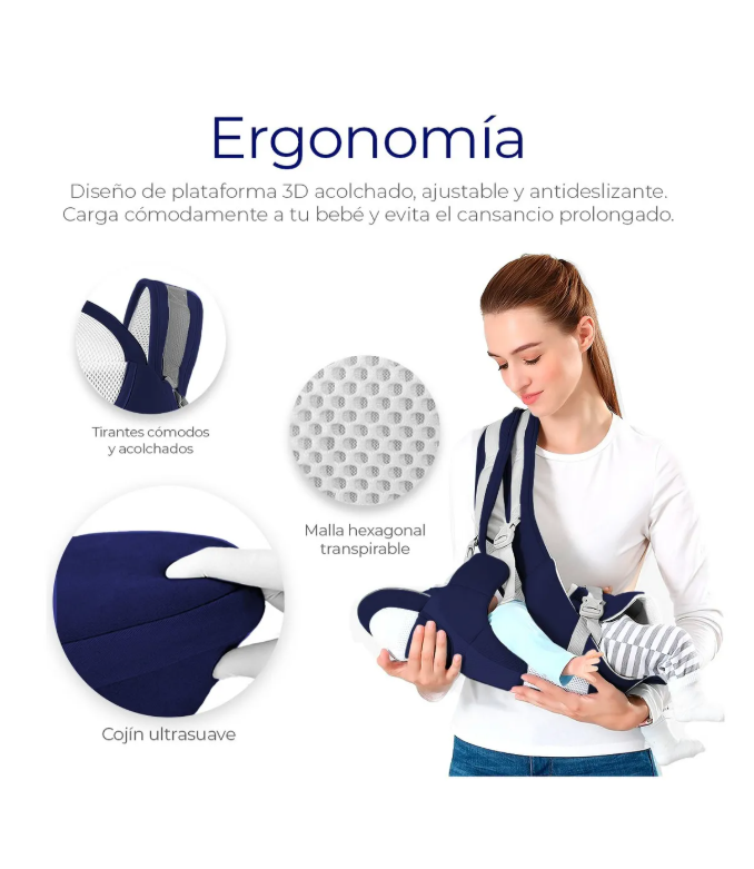 Foto 6 pulgar | Cangurera Portabebé  Mochila Multifuncional Con Asiento Bebé Color Azul