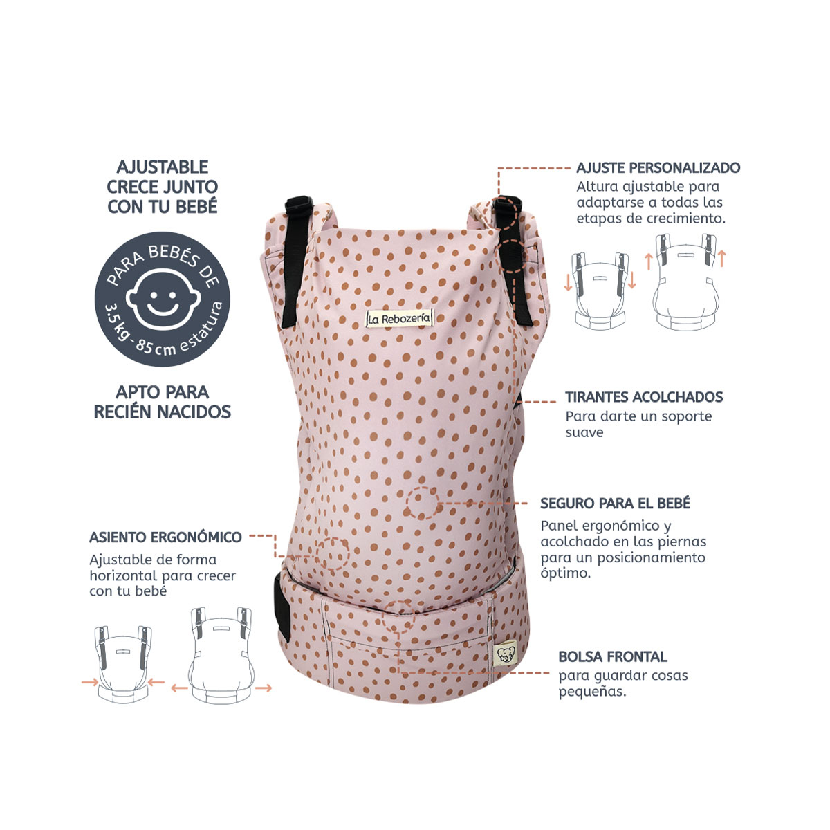 Foto 7 pulgar | Portabebé Ergonómico La Rebozería Nukú Dryfit Bebé