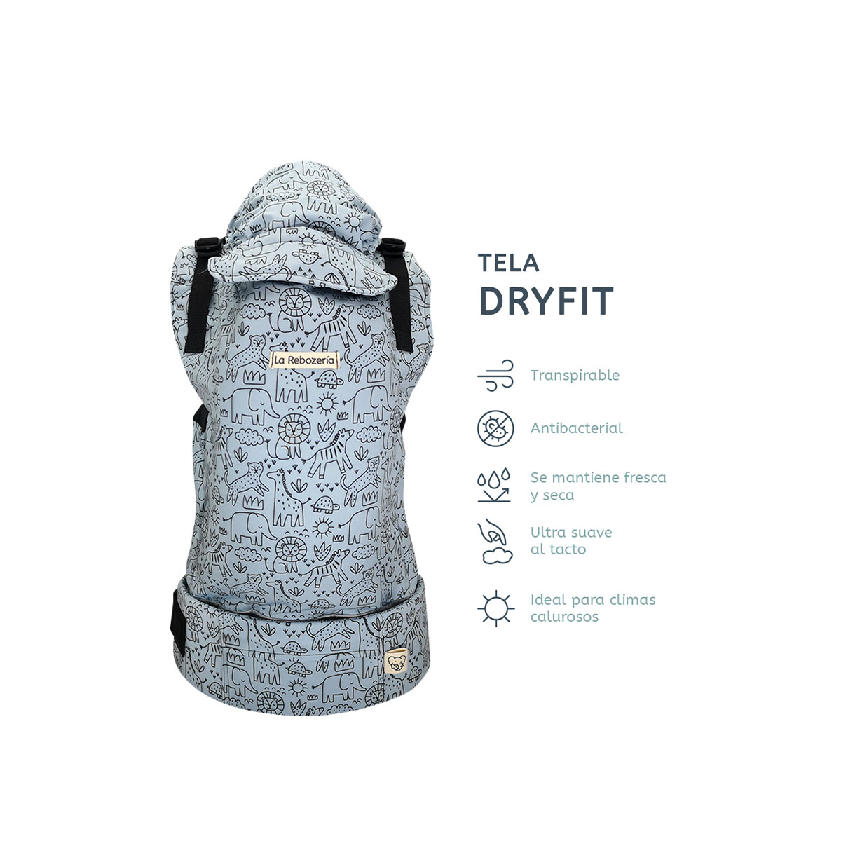 Foto 6 pulgar | Portabebé Ergonómico La Rebozería Nukú Dryfit Bebé
