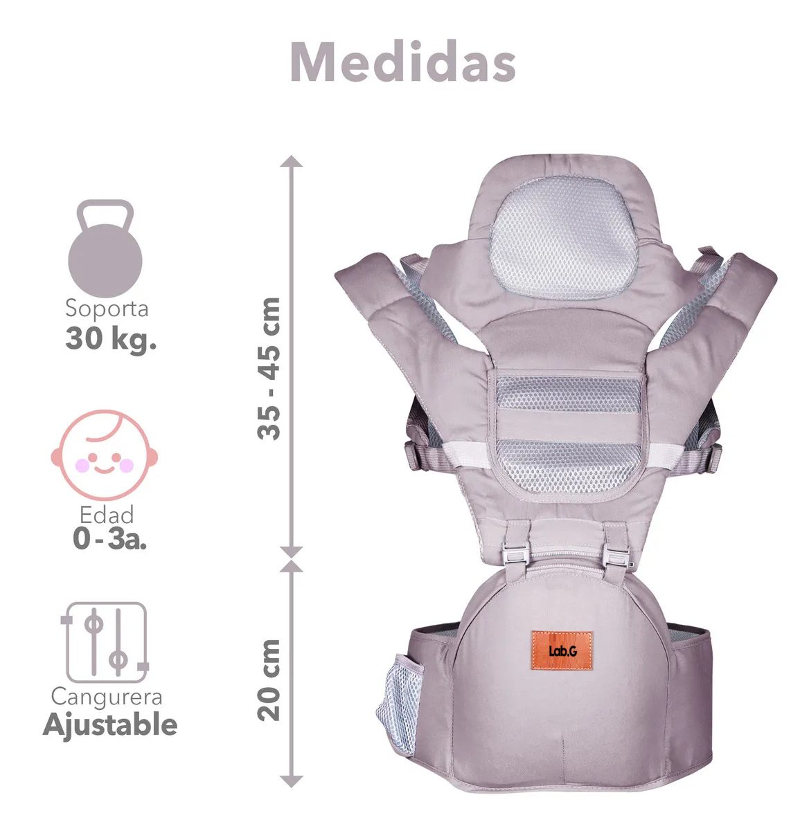 Foto 4 | Mochila Cangurera Para Bebe 9 En 1 Funciones Color Gris