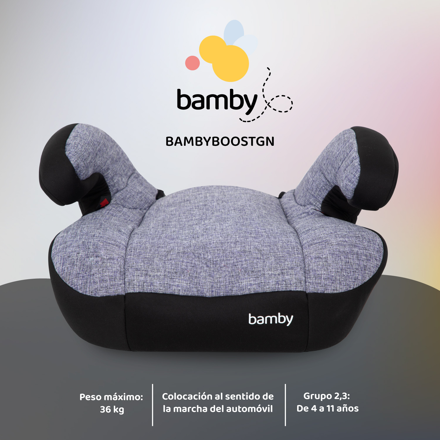 Foto 3 pulgar | Asiento Elevador de Coche para Bebé Bamby Gris con Negro