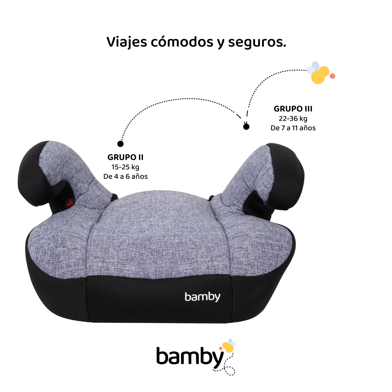 Foto 8 pulgar | Asiento Elevador de Coche para Bebé Bamby Gris con Negro