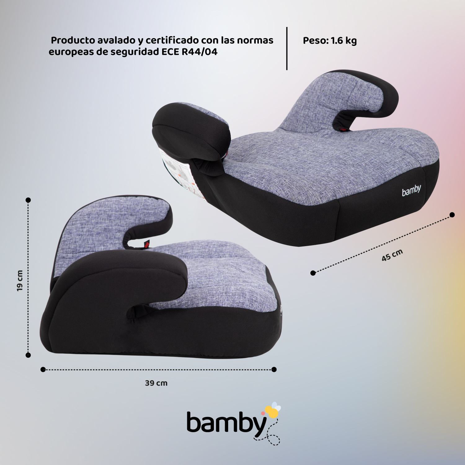 Foto 9 pulgar | Asiento Elevador de Coche para Bebé Bamby Gris con Negro