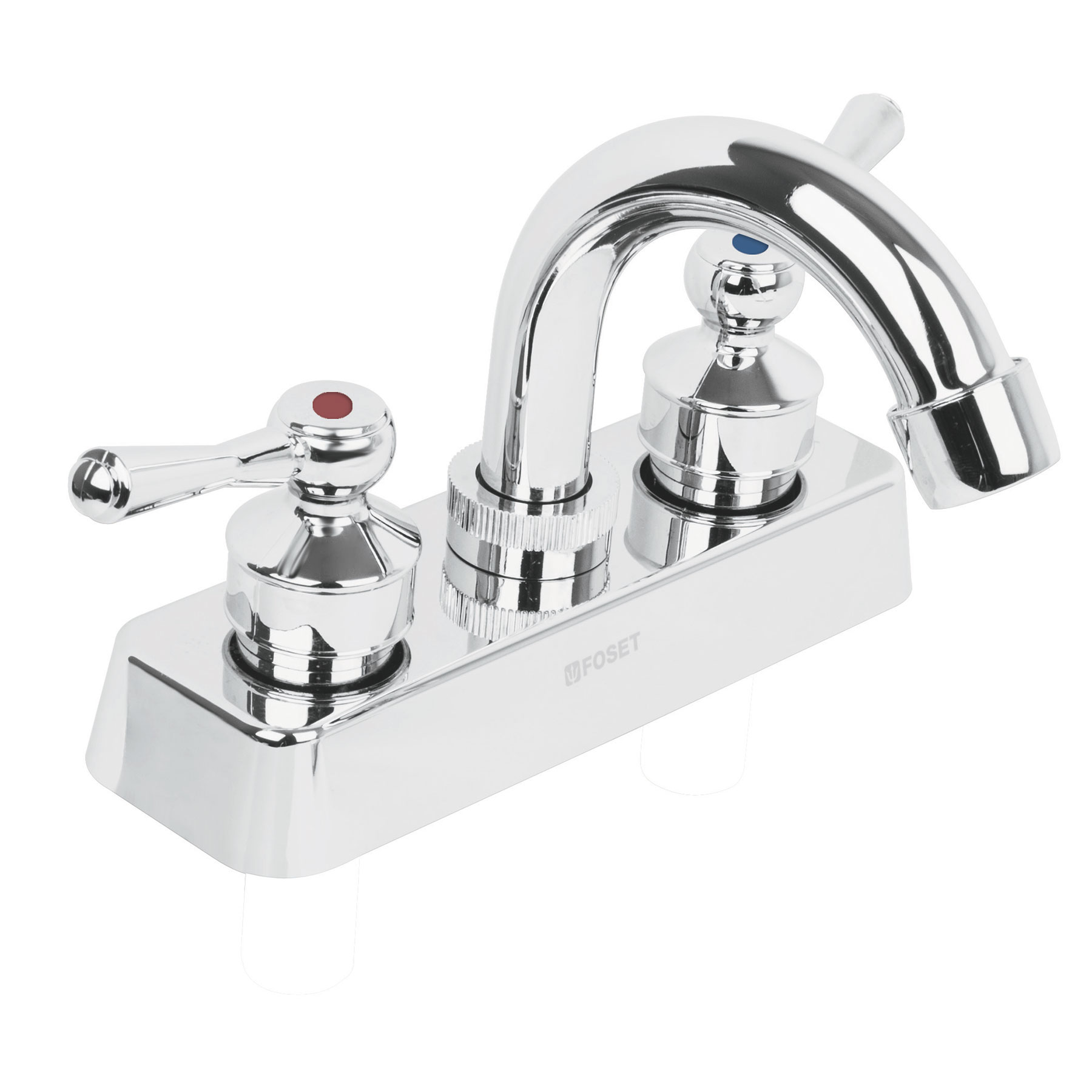 Mezcladora Plástica Lavabo Foset Cuello Curvo Manerales Palanca color Plata