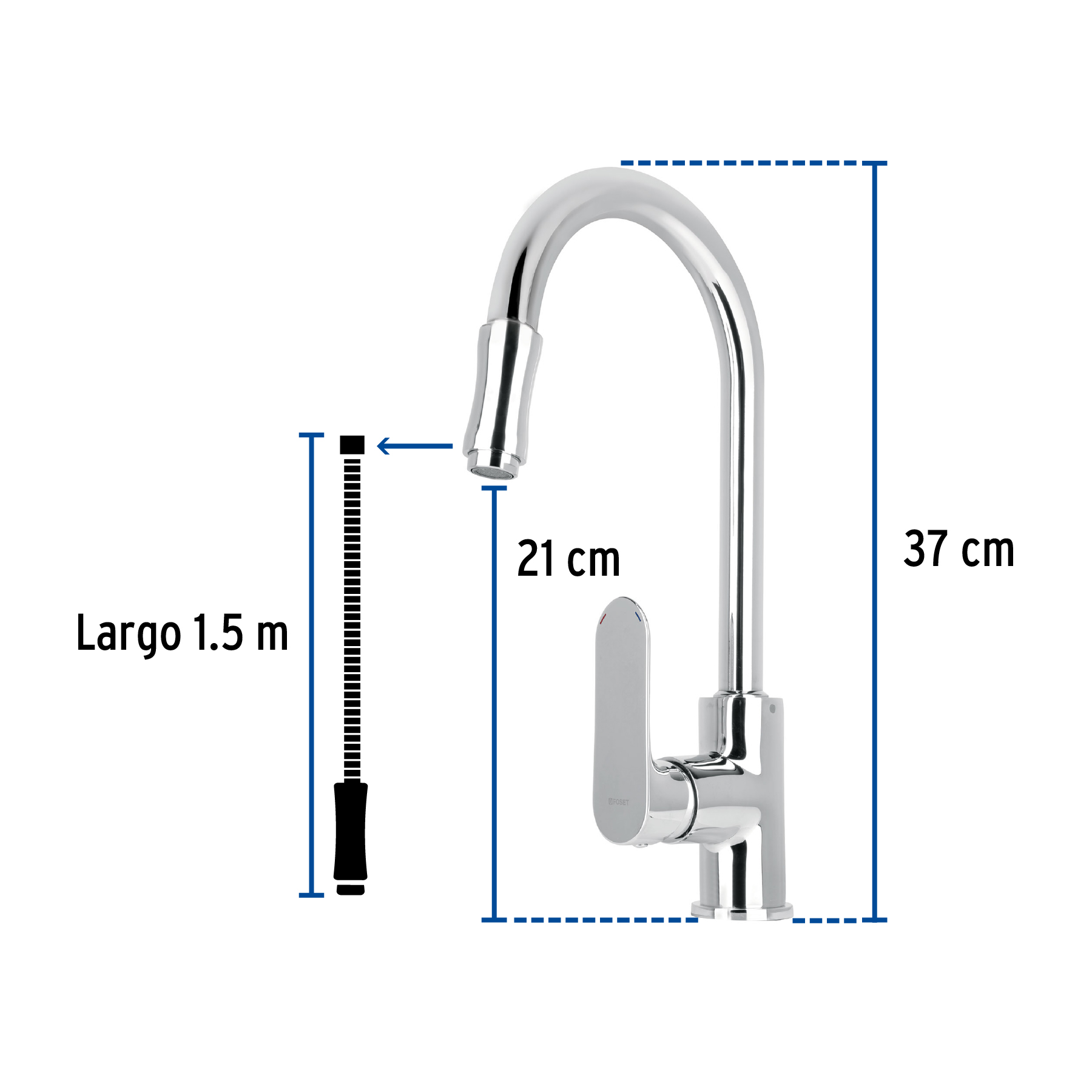 Foto 4 pulgar | Mezcladora para Fregadero con Manguera Extraíble Foset Línea Riviera