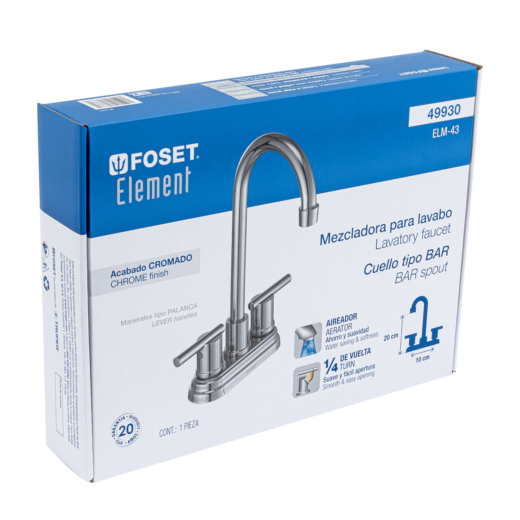 Foto 4 pulgar | Mezcladora Foset para Lavabo de 4 pulgadas Tipo Bar Línea Element