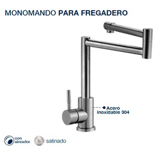 Foto 2 | Llave Monomando para Fregadero o Tarja Rubinett Acero Inoxidable 304 Satinado Super Lujo