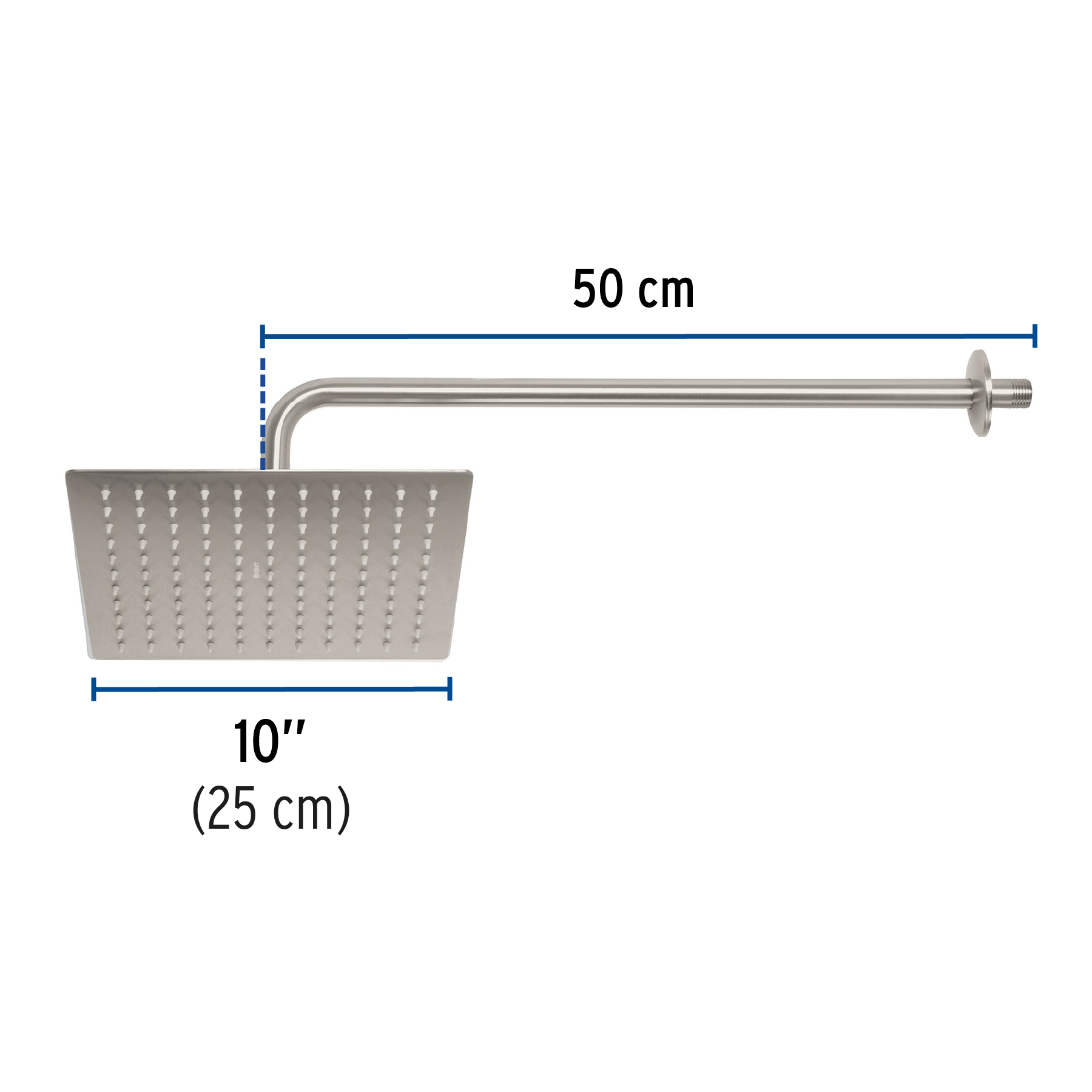 Foto 4 pulgar | Regadera Foset de Acero Inoxidable  10' con Brazo Satinado Línea Riviera