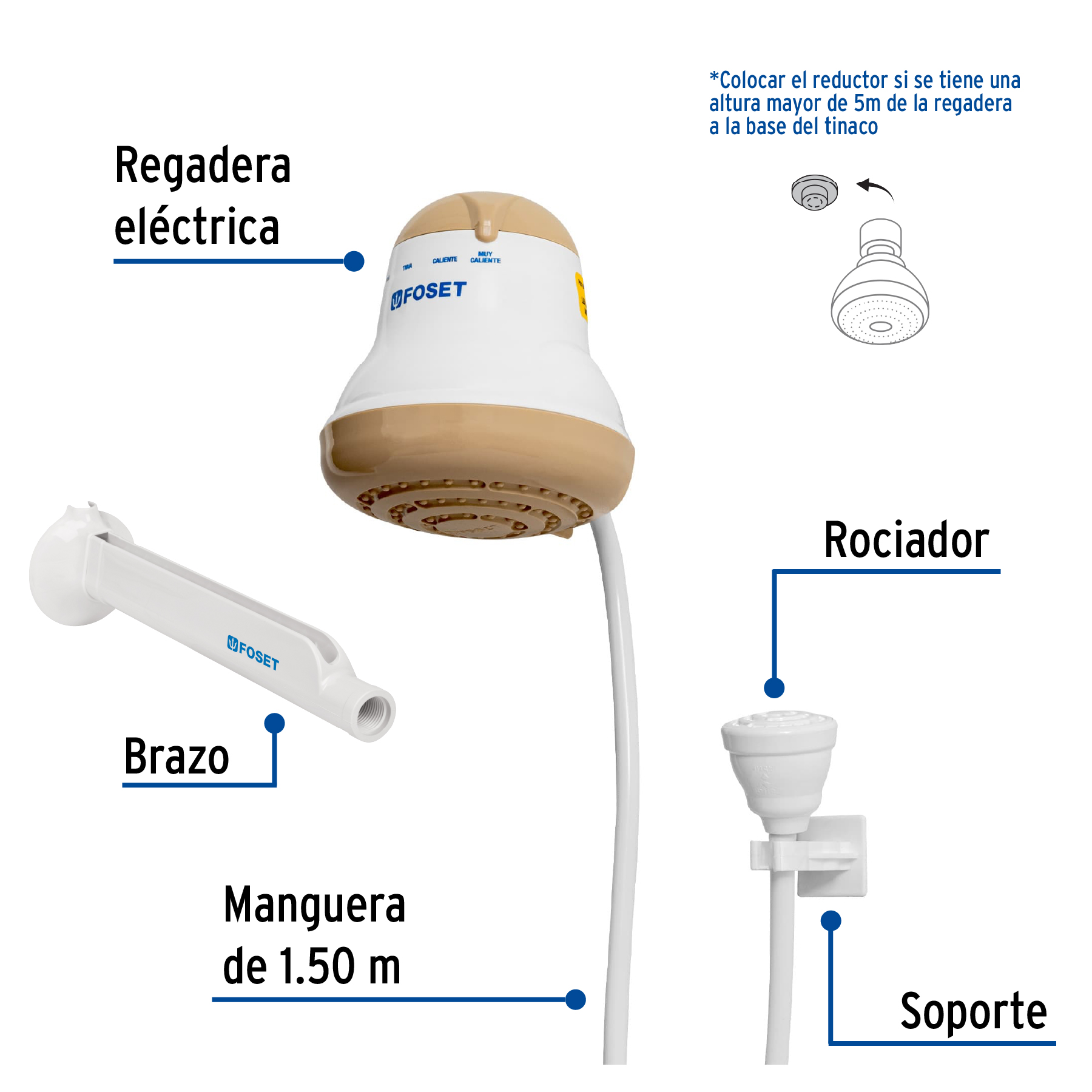 Foto 3 pulgar | Regadera Eléctrica de 4 Temperaturas Foset Regel-4b Blanco