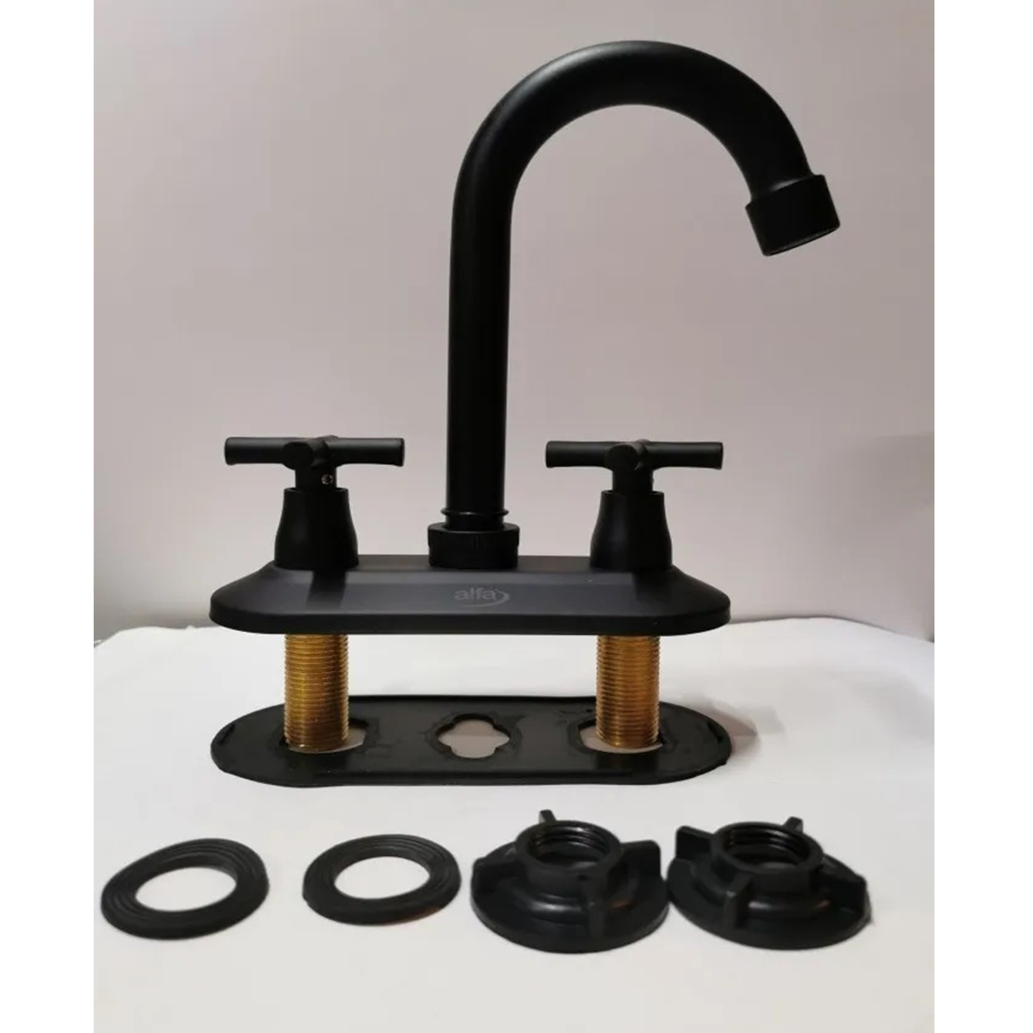 Foto 4 pulgar | Llave Mezcladora para Lavabo Alfa Acero X4-Z10-NEG color Negro Mate de Inoxidable con Manerales Cruceta