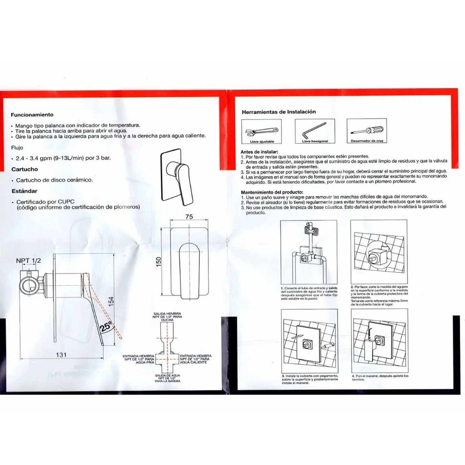 Foto 4 pulgar | Monomando para Regadera Rectangular Rubinett Dorado Brilloso