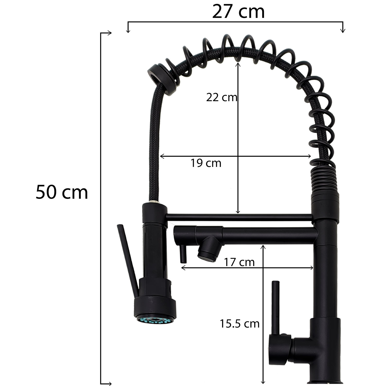 Foto 3 | Grifo Monomando Flexible Gutstark de 50cm color Negro