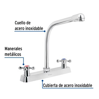 Foto 2 | Mezcladora para Fregadero Foset Manerales Cruceta/ Cuello Cobra