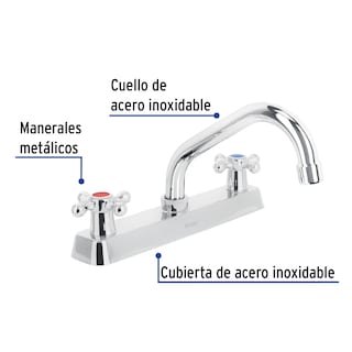Foto 2 | Mezcladora para Fregadero Foset Manerales Cruceta/ Cuello Corto
