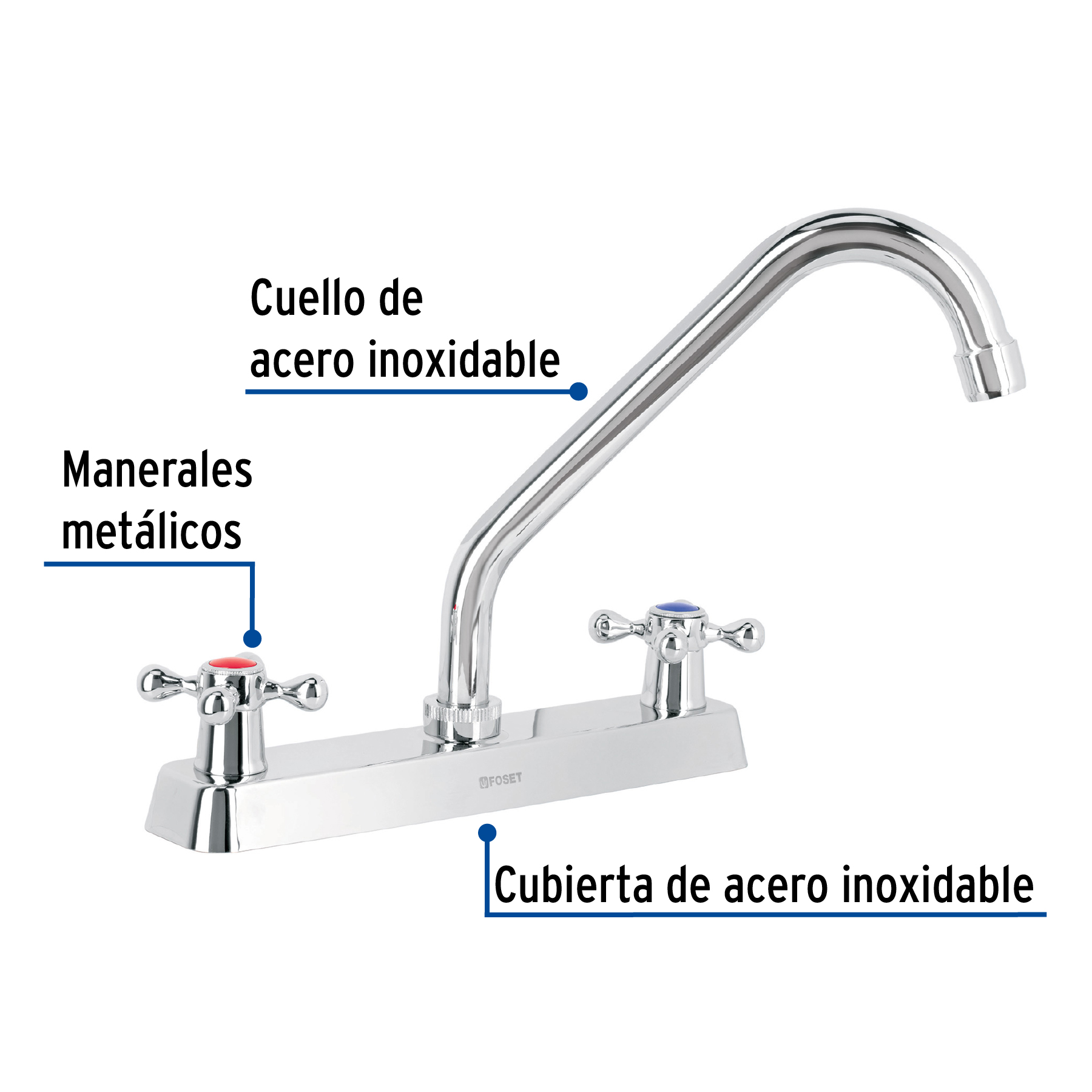 Foto 2 | Mezcladora para Fregadero Foset Manerales Cruceta