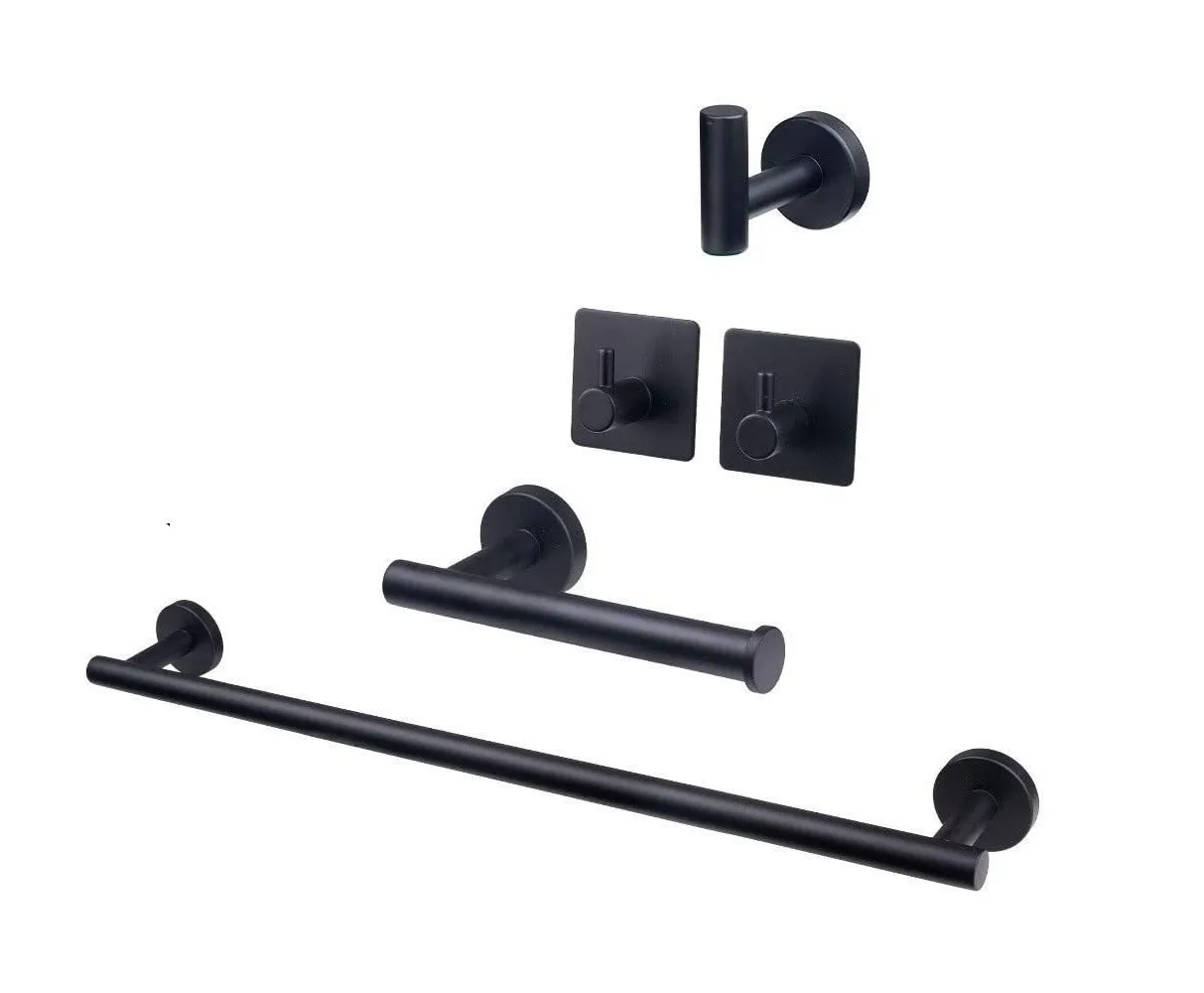 Juego de Accesorios de Baño Malubero color Negro de Acero Inoxidable con 5 Piezas