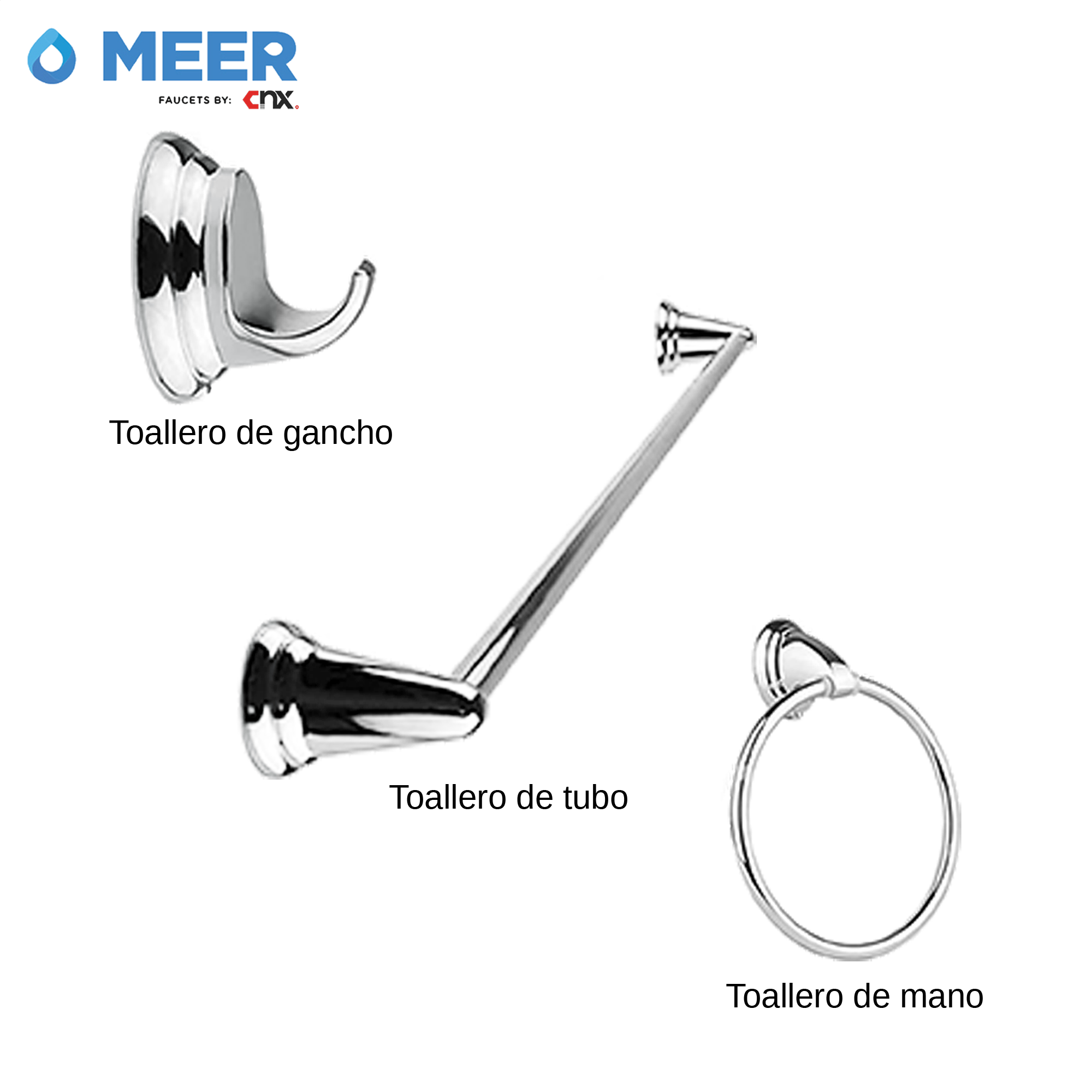 Foto 4 pulgar | Accesorios para Baño Merr-CNX 6 Piezas con Acabado Cromado