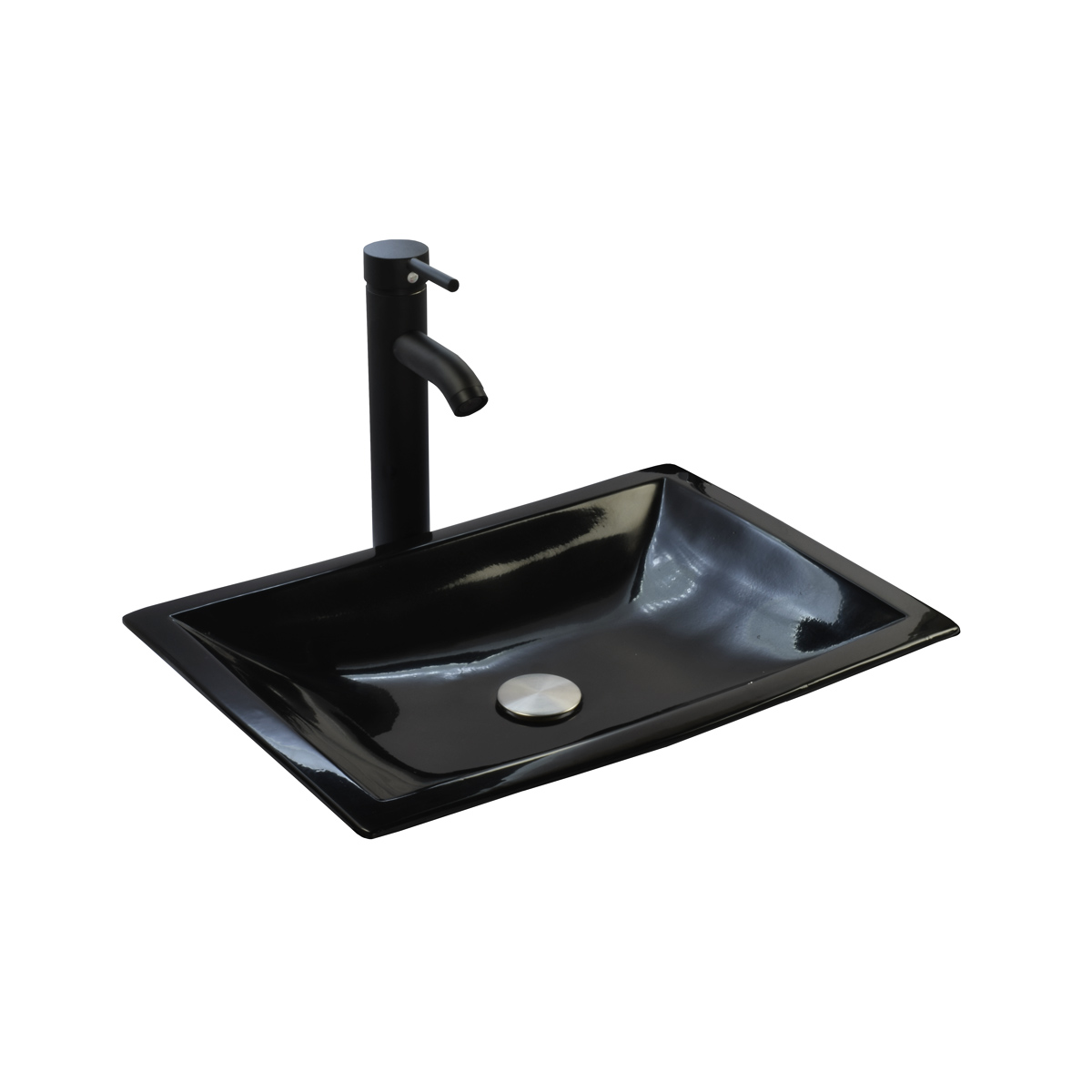 Lavabo Esatto Flat N con Ovalin Llave y Desagües color Negro