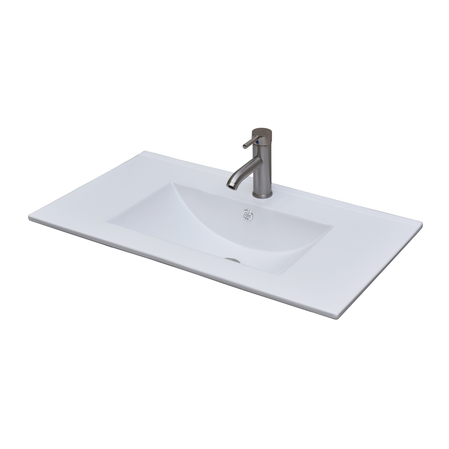 Paquete con Lavabo Llave y Desagüe Esatto Filo Grand Satin color Blanco