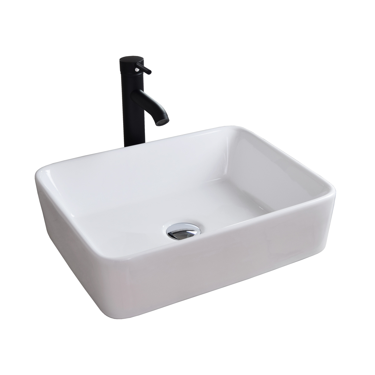 Paquete con Lavabo y Llave color Negro Desagüe Esatto Kit Borde N