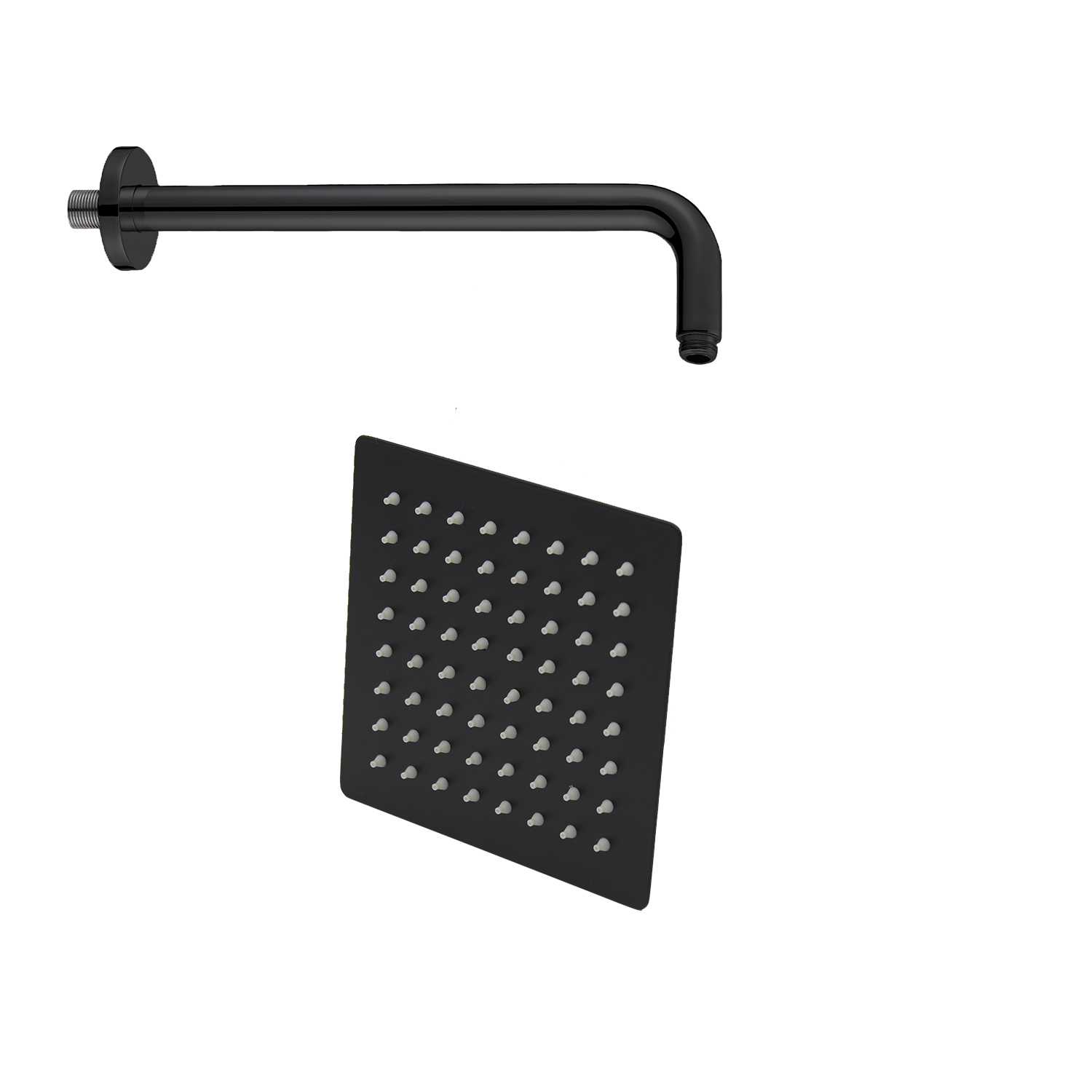 Foto 1 | Regadera Cuadrada Rubinett de 20 cm con Brazo Redondo Negro