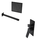 Regadera Cuadrada Rubinett de 25 cm con Brazo y Monomando Desviador Moderna color Negro Mate