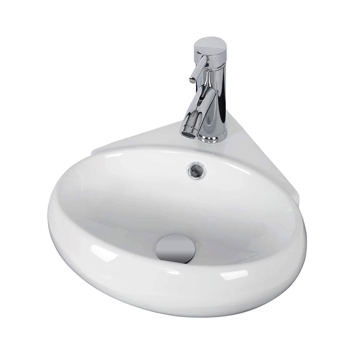 Foto 1 | Paquete con Lavabo Esqunero Llave y Desagües Esatto Kit Winkel Blanco