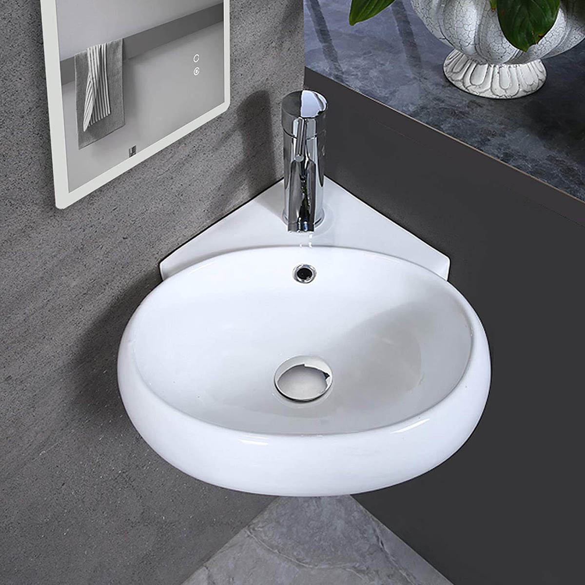 Foto 2 | Paquete con Lavabo Esqunero Llave y Desagües Esatto Kit Winkel Blanco