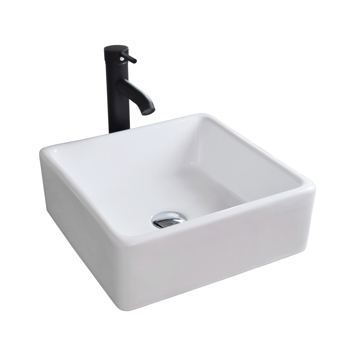 Paquete Lavabo Llave Negra Desagües Esatto Kit Quadra N color Blanco $2,399