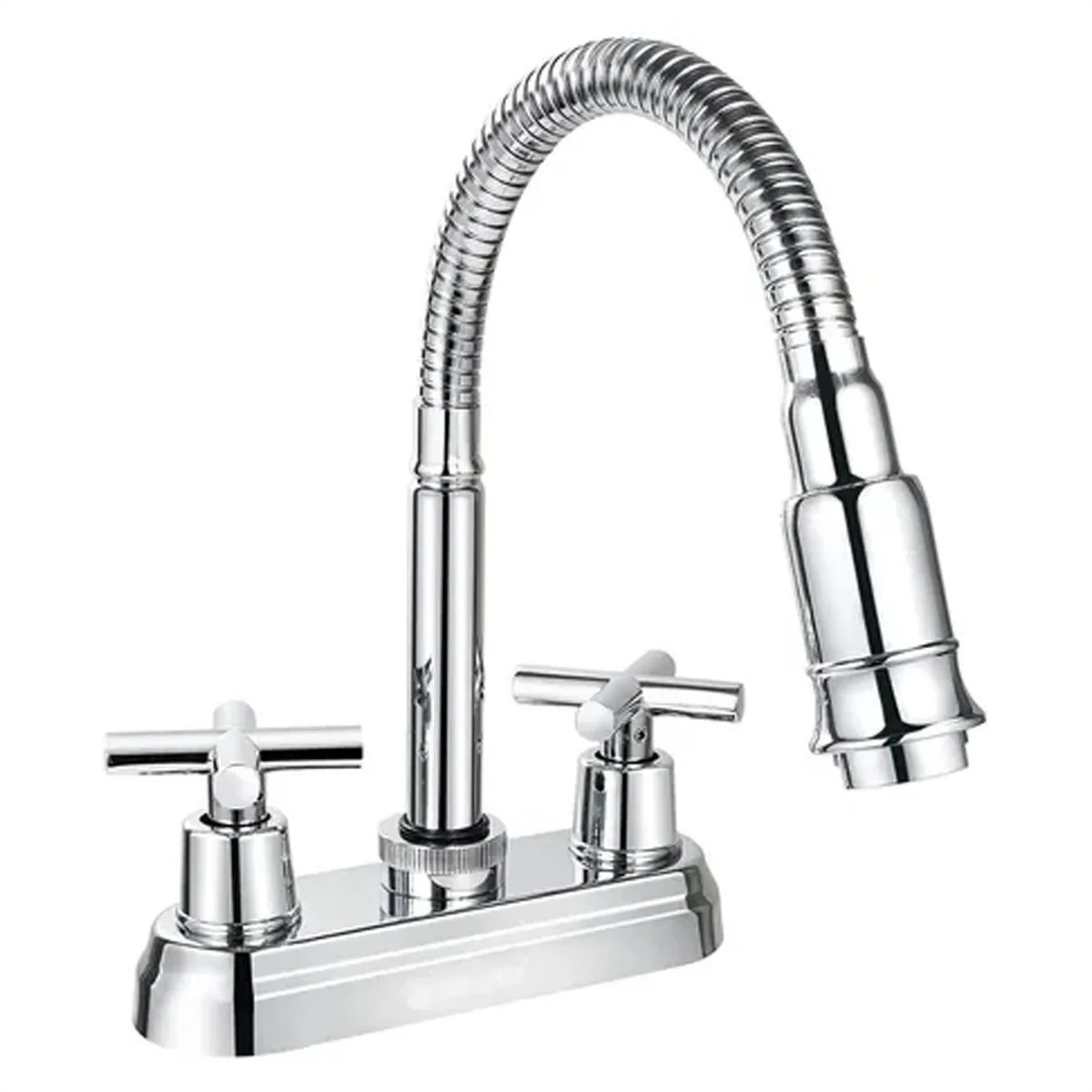 Llave Mezcladora Solvex para Baño Lavabo Cuello Flexible Inoxidable 4'' Plateada