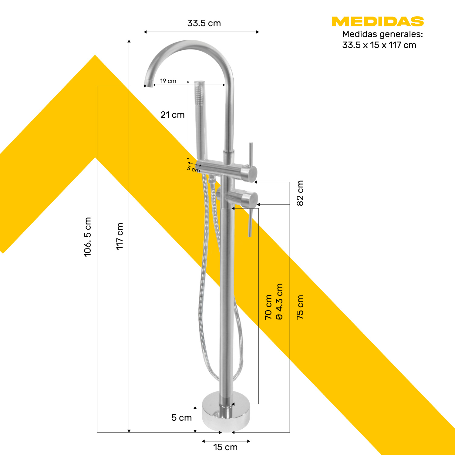 Foto 8 | Grifo para Bañera de Acero Inoxidable Gutstark Mkz-llavetinapla