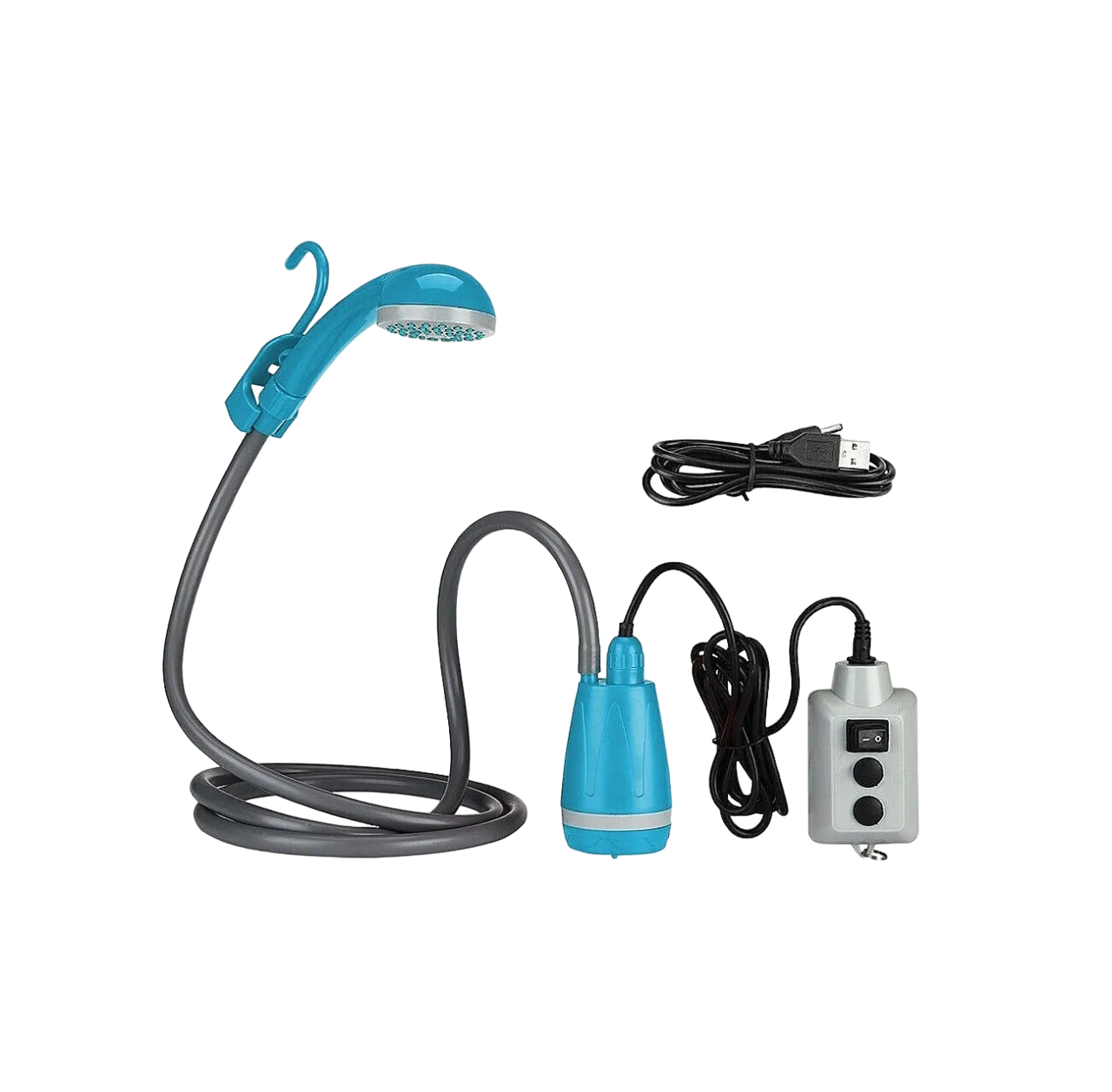 Regadera Portátil Eléctrica Exterior Con Bomba De Agua Azul