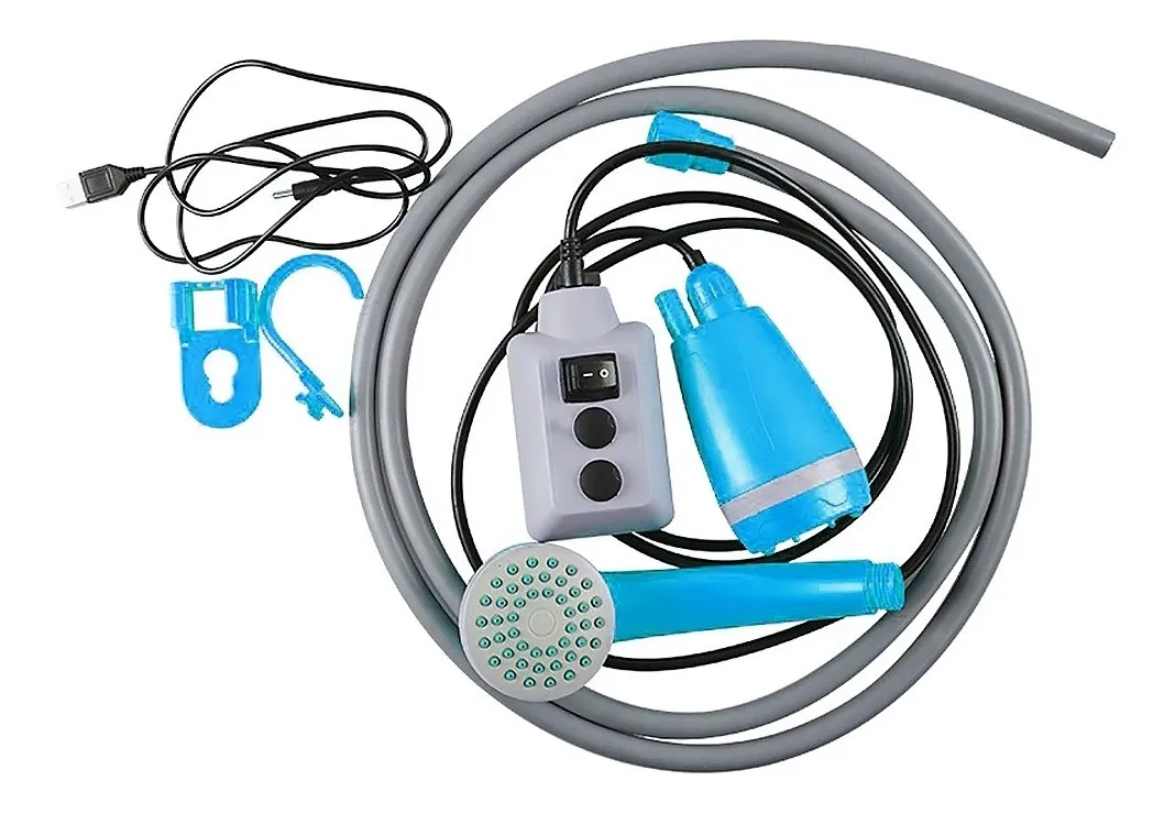 Foto 3 pulgar | Regadera Portátil Eléctrica Exterior Con Bomba De Agua Azul
