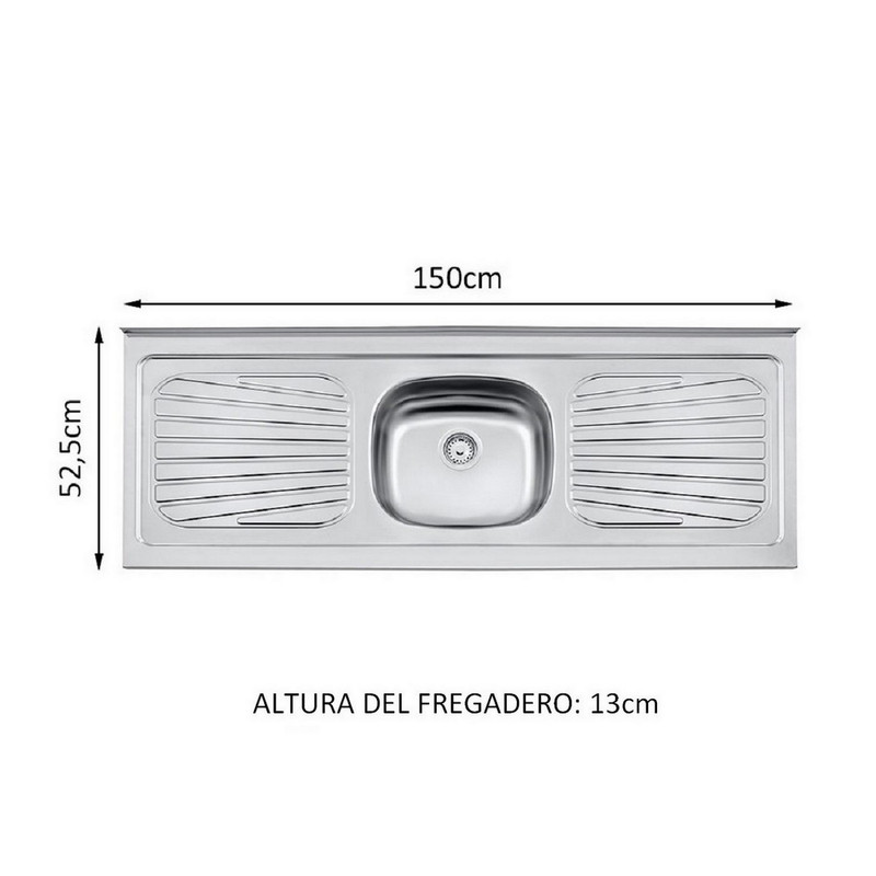 Foto 2 | Fregadero Madesa de Acero Inoxidable 150 x 52 cm