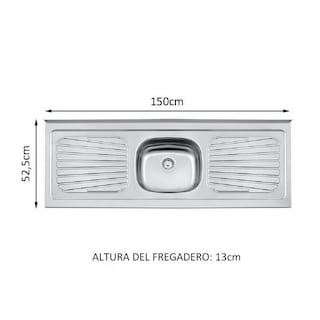 Foto 2 | Fregadero Madesa de Acero Inoxidable 150 x 52 cm