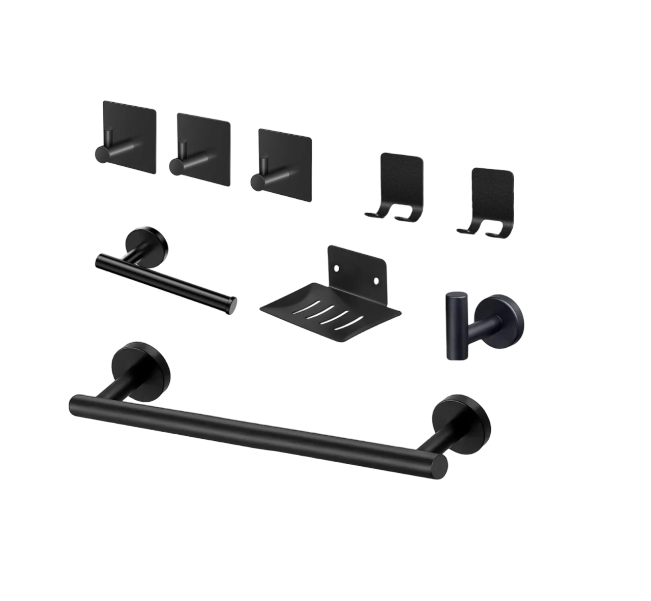 Accesorios para Baño Malubero color Negro Acero Inoxidable 9 Piezas