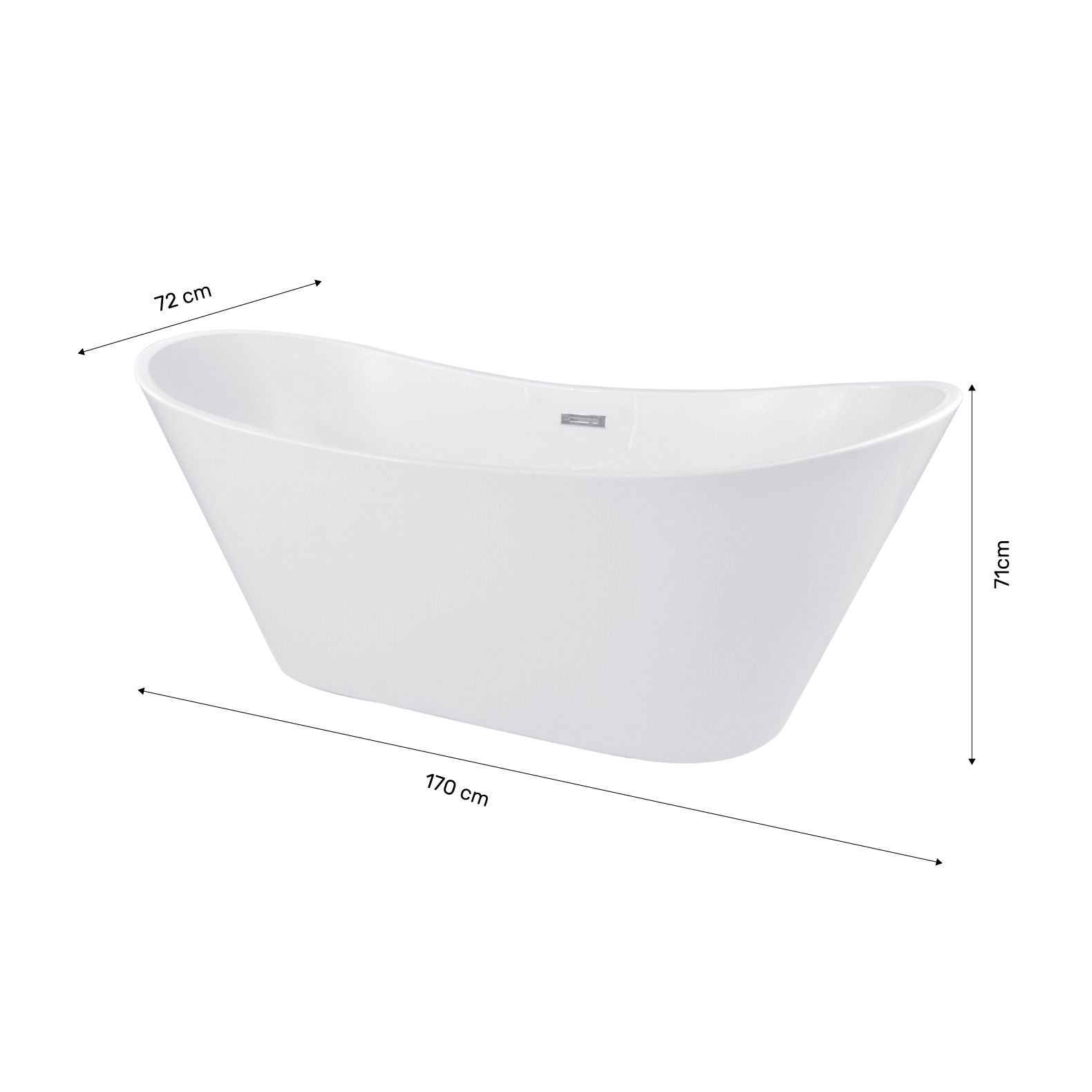 Foto 4 pulgar | Tina de Baño Rack & Pack MKZ-TINA170MBLA color Blanco Fibra de Vidrio Bañera de Lujo Teseo 170 X 72 X 70 CM