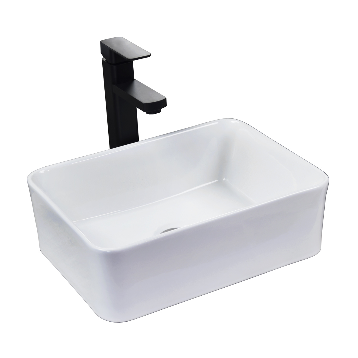 Lavabo con Monomando y Desagües Esatto Kit Borde Nc color Blanco