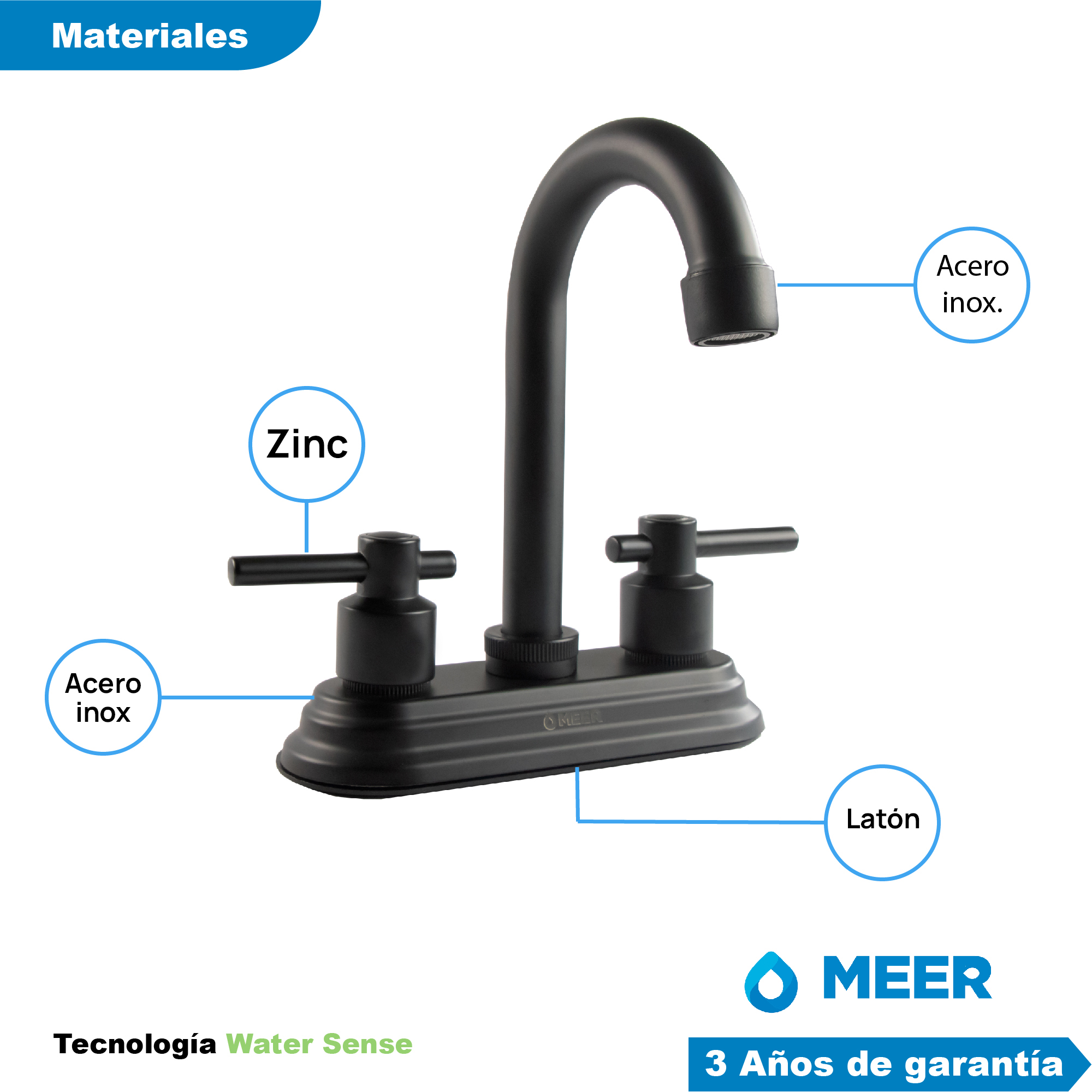 Foto 3 | Kit de Mezcladora para Lavamanos y Accesorios para Baño de Acero Inoxidable Latón y Zinc