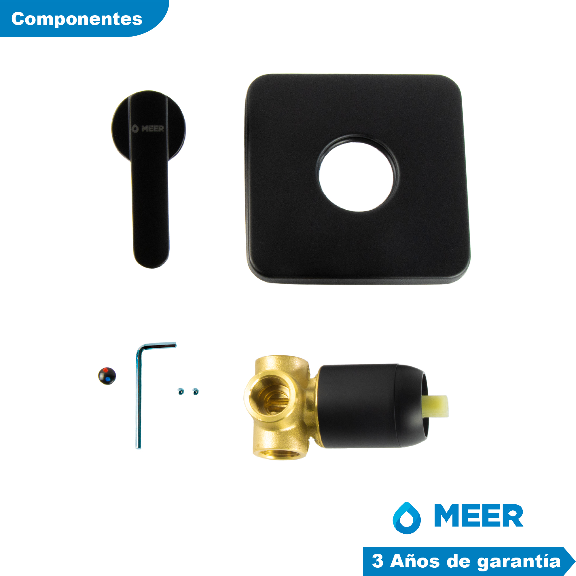 Foto 3 | Regadera con Cuello + Mezcladora + Resumidero Meer-CNX RCT105 + MZR-017M + RES-009 color Negro