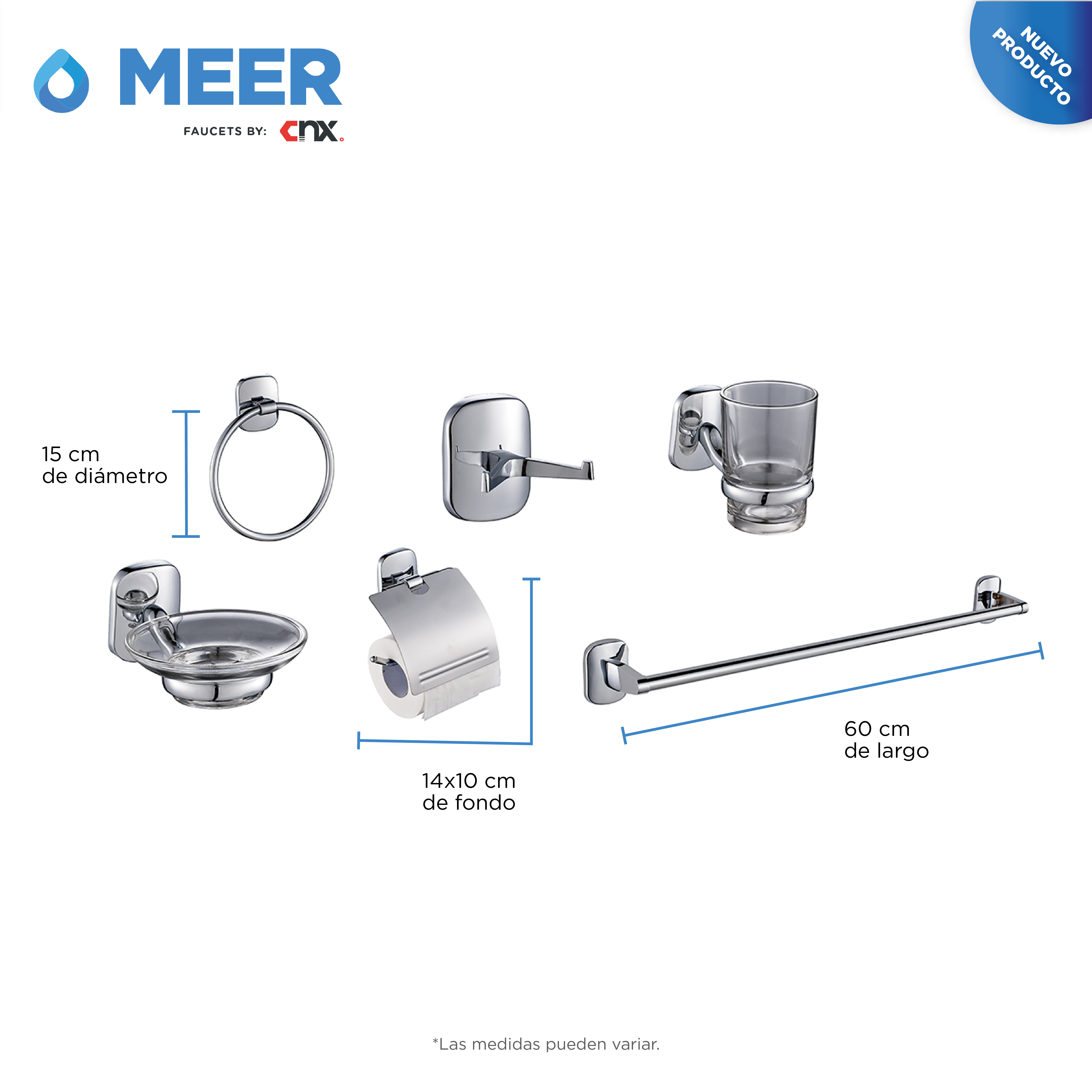 Foto 5 pulgar | Kit de Regadera Meer-Cnx de Acero Inoxidable