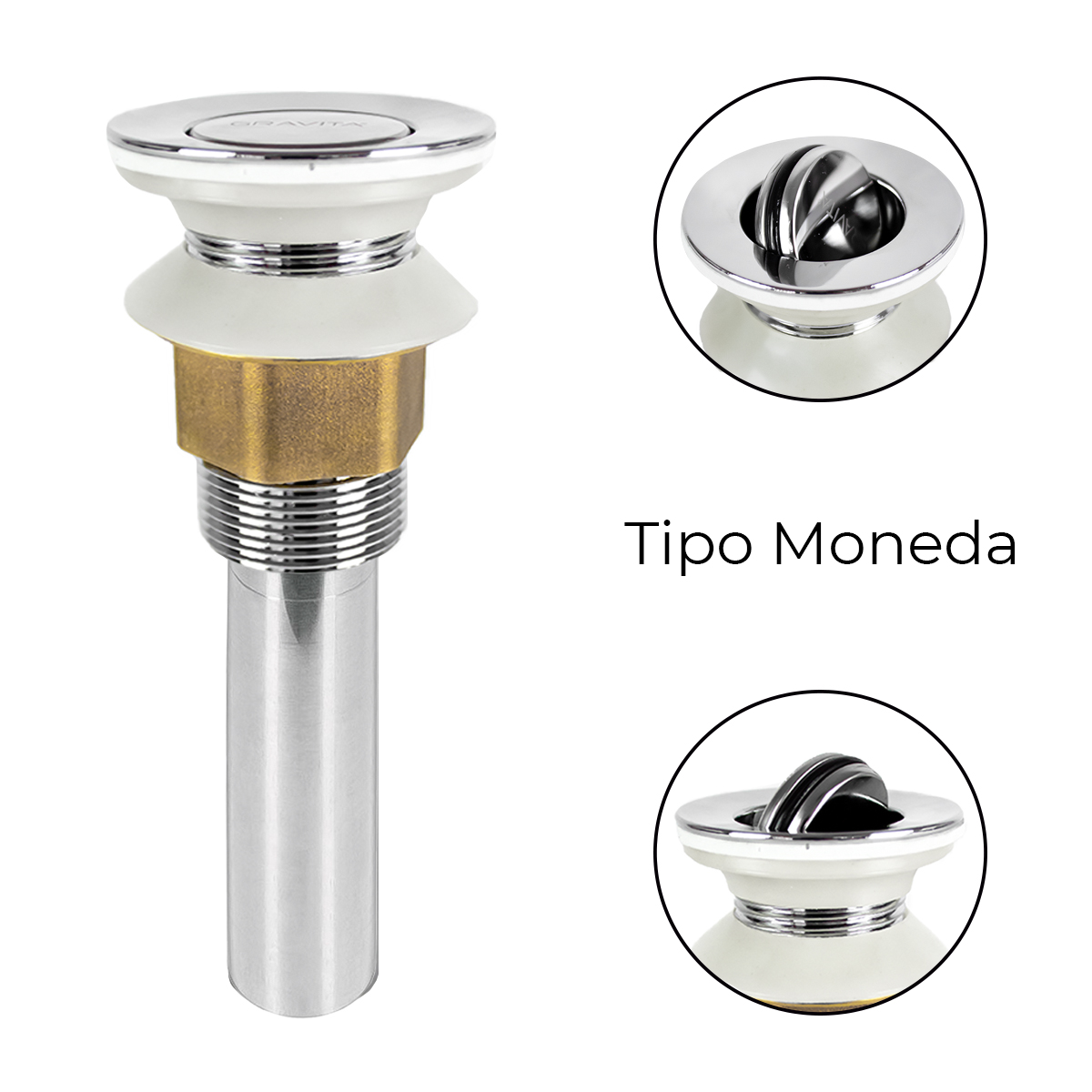 Foto 3 pulgar | Contra de Tipo Moneda Sin Rebosadero Gravita para Lavabo