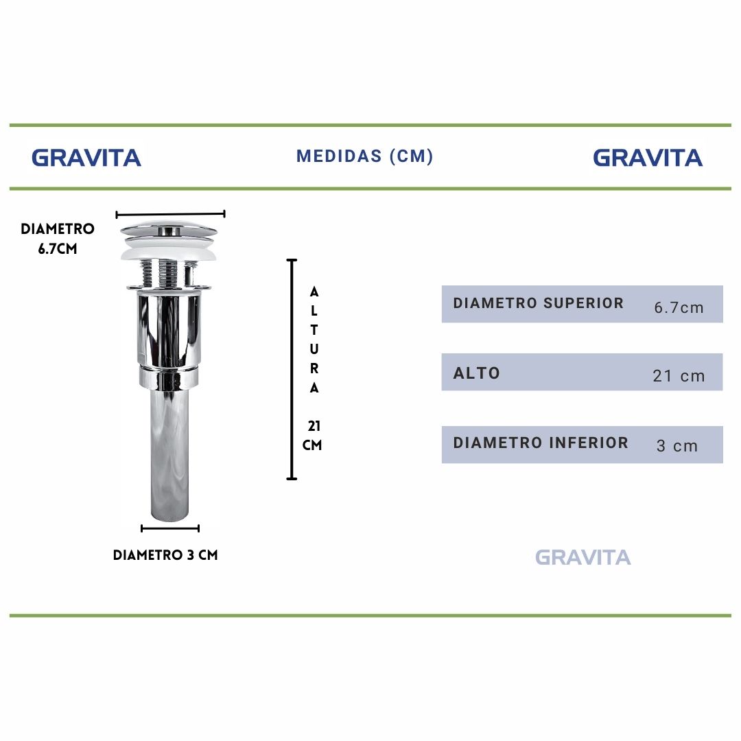 Foto 8 pulgar | Contra de Push Up Gravita con Rebosadero para Lavabo