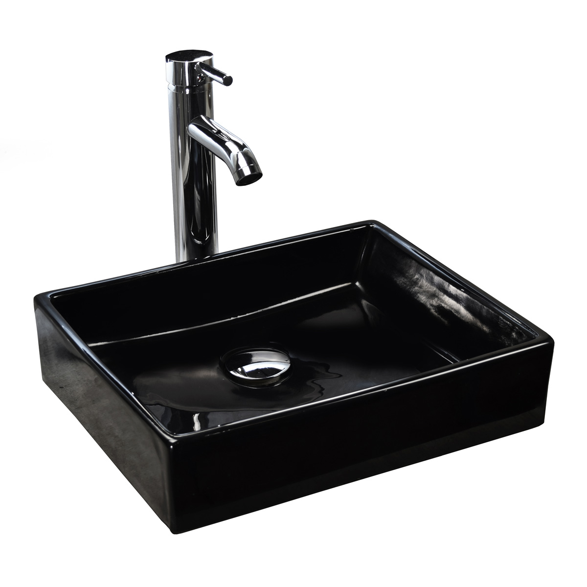 Foto 1 | Paquete Lavabo Ovalín color Negro con Llave y Desagües Esatto  Kit Plek