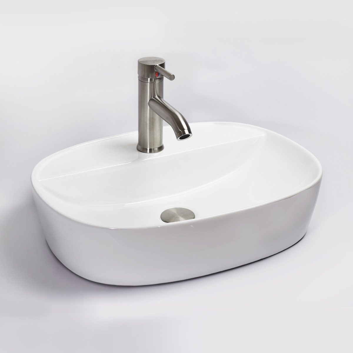 Lavabo + Válvula + Céspol + Llave Esatto Kit Skanda color Blanco